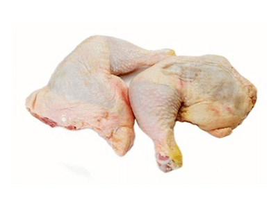 Raw chicken leg quarters