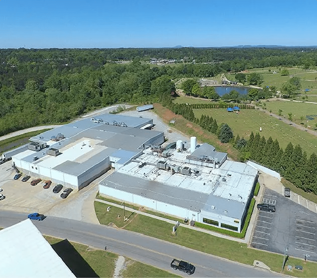 An overhead drone image of the Soulshine Chicken Processing facility