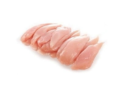 Raw chicken strips